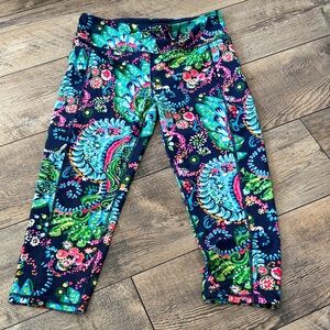 Lilly Pulitzer Navy Multicolor Paisley Capri Leggings